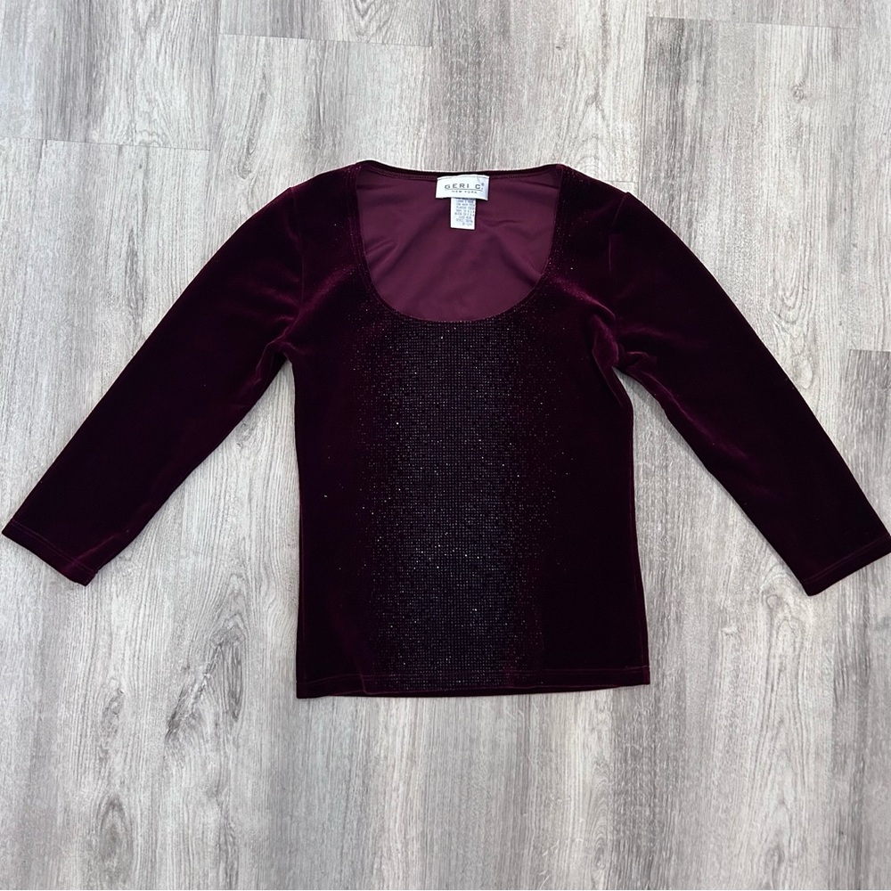 Vintage Geri C 90s Y2K Red Velvet Top Womens  S Vampy Fairy Grunge Goth Sequence